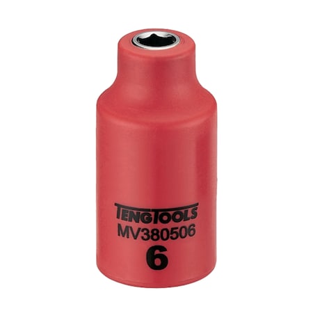 Teng Tools 3/8 Inch Drive 6MM Metric 6 Point 1000 Volt Shallow Insulated Socket MV380506